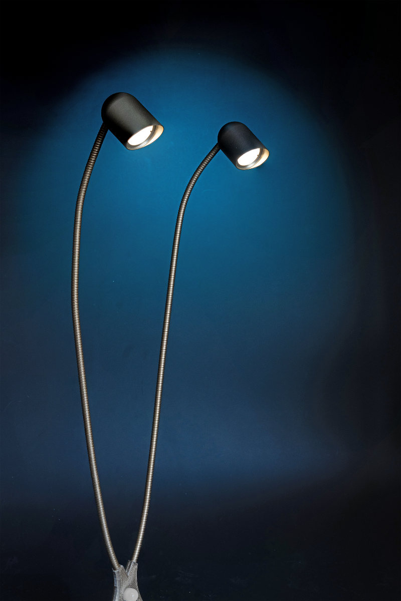 Félicité Luxe : Lampe autonome 2 têtes aluminium anodisé pour tableau large (largeur inférieure à 90cm)