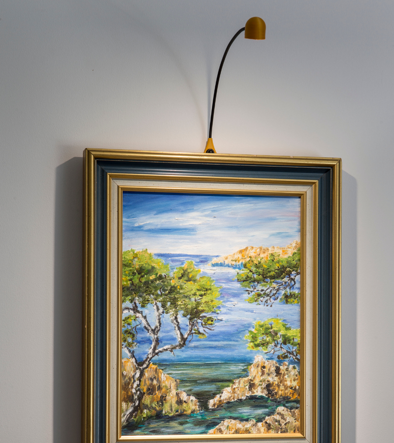 Silhouette : Lampe autonome avec 1 tête pour tableau (largeur inférieure à 50cm)