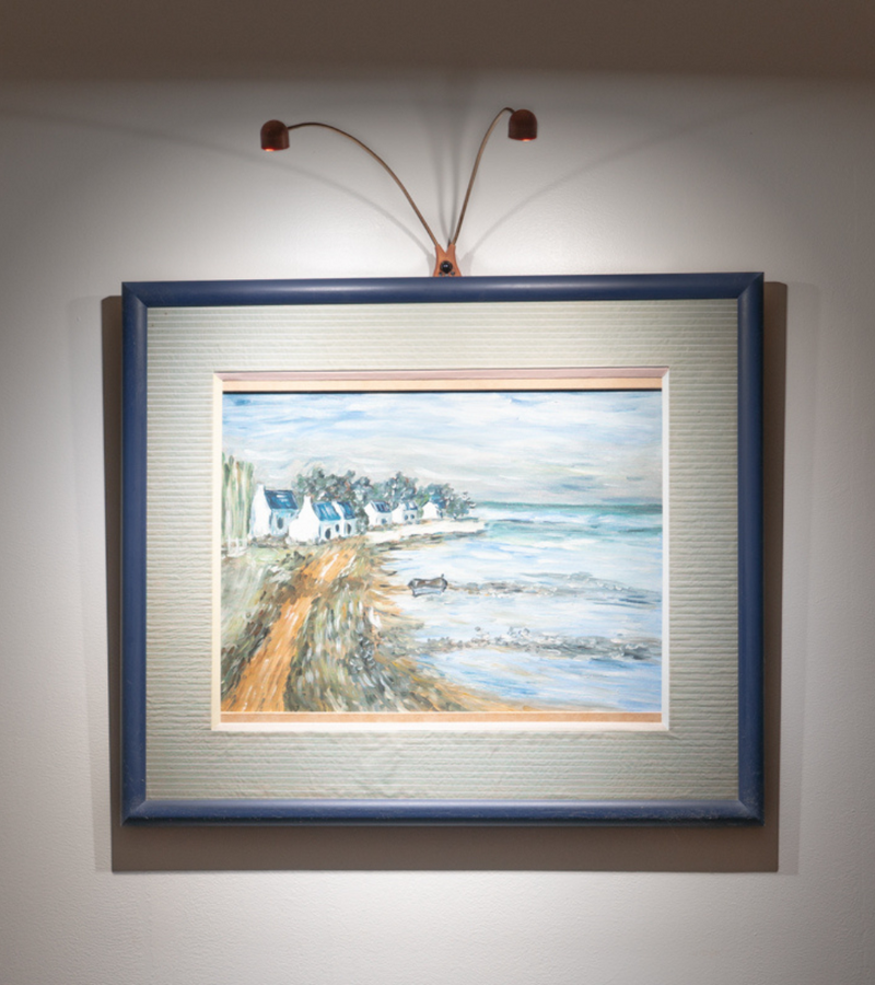 Félicité : Lampe autonome 2 têtes pour tableau large (largeur inférieure à 90cm)